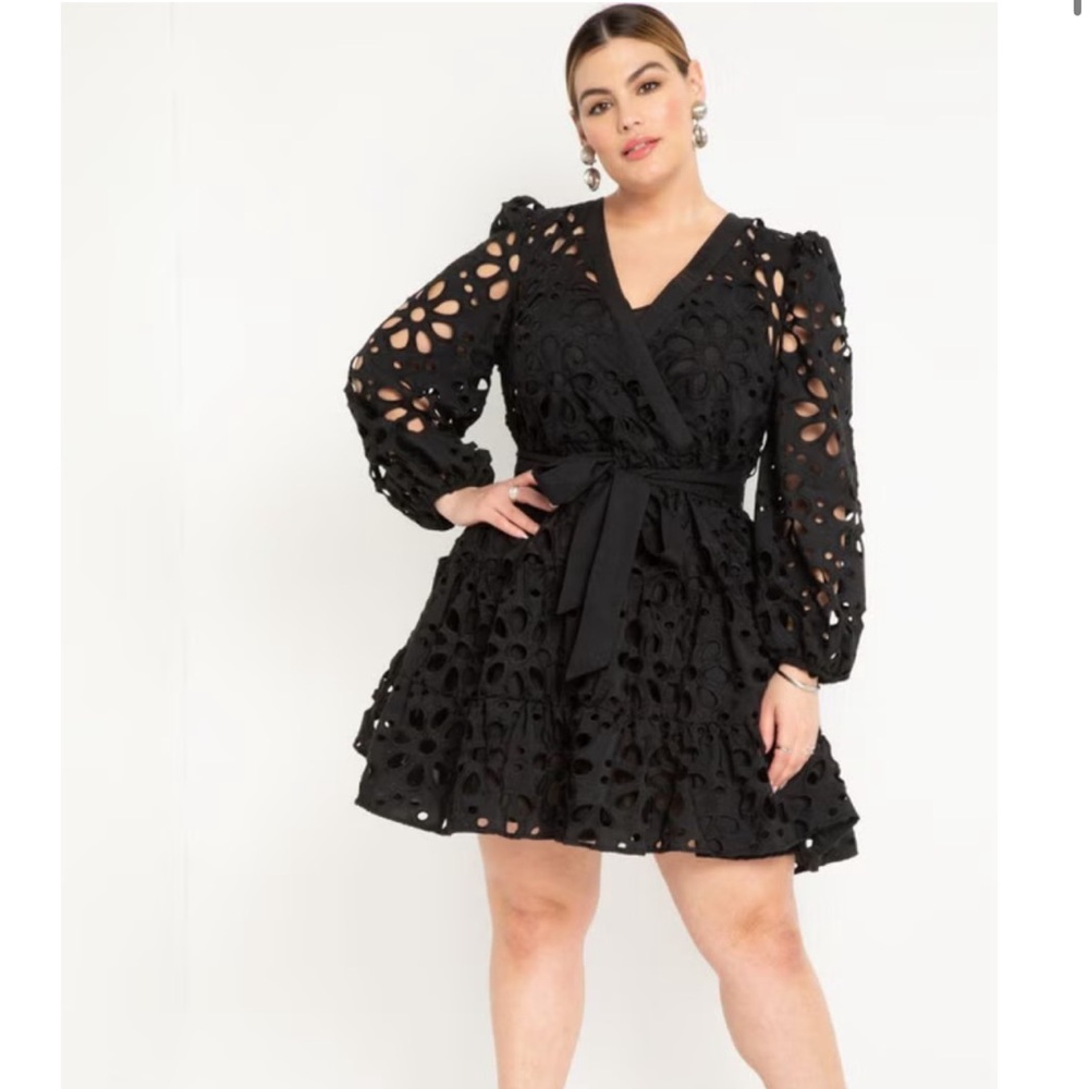 Tiered Eyelet Long Sleeve Dress - 14 - NWT
